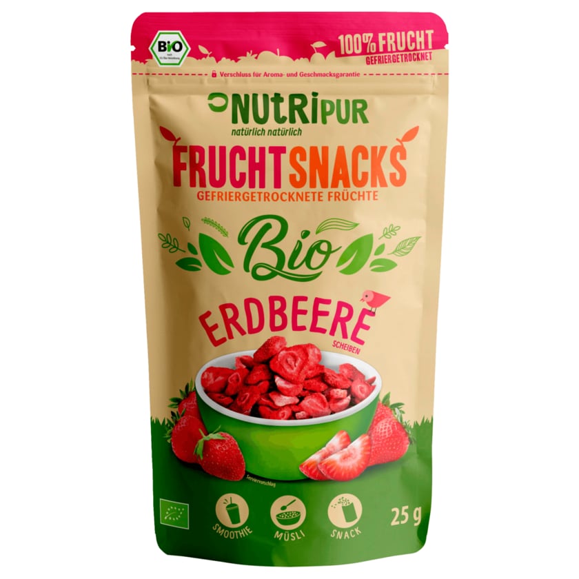 NutriPur Fruchtsnacks Bio Erdbeere 25g